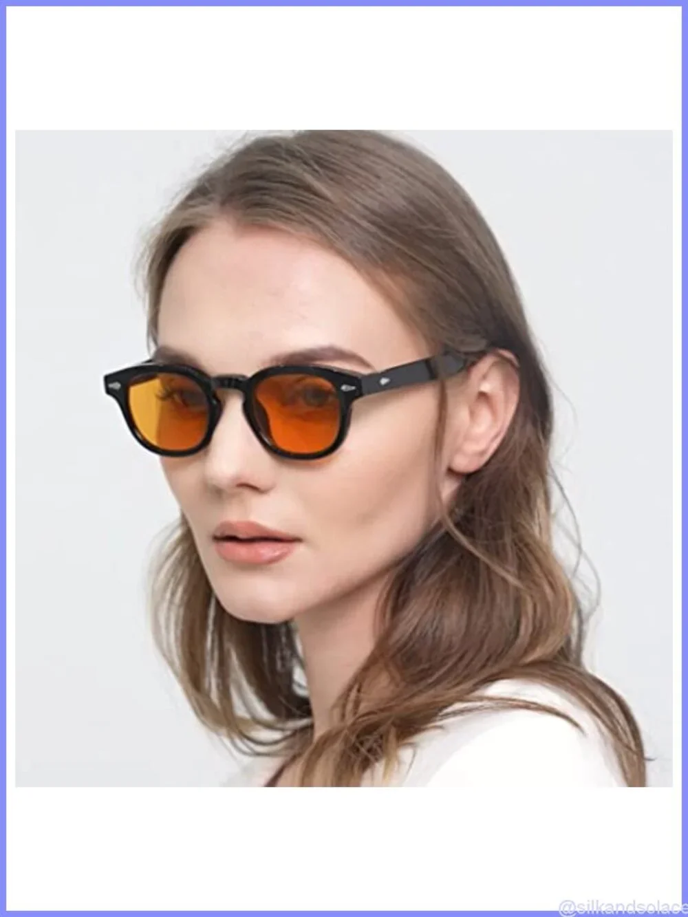 Retro Round Tinted Sunglasses UV400 TR90 Lightweight Full Frame